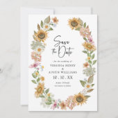 フォトサンフラワー日付カードを保存 セーブザデート (正面)