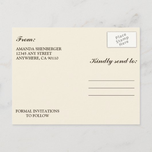 フォトサンフラワー素朴ブルーラップ日付を保存 案内ポストカード (裏面)