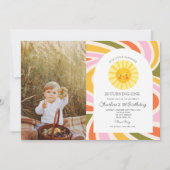フォトサンレインボーレトロボホウェーブー1st誕生日 招待状 (正面)
