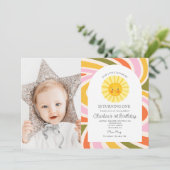 フォトサンレインボーレトロボホウェーブー1st誕生日 招待状 (スタンド正面)