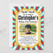 フォトサーカスカーニバルマーキーバースデーパーティー 招待状 (正面)