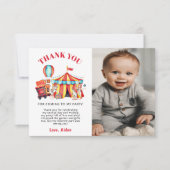 フォトサーカスカーニバル誕生日パーティー サンキューカード (正面)