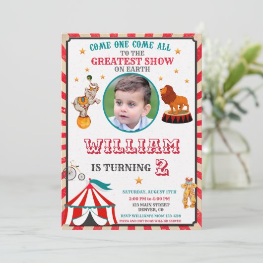 フォトサーカス誕生日の招待ヴィンテージサーカス 招待状 (スタンド正面)