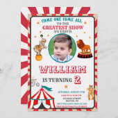 フォトサーカス誕生日の招待ヴィンテージサーカス 招待状 (正面/裏面)