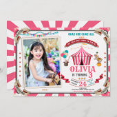 フォトサーカス誕生日の招待ヴィンテージフェスティバル 招待状 (正面/裏面)