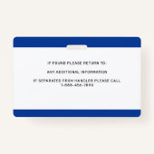 フォトサーパーソナライズされたビス犬ガイド犬ID バッジ (裏面)