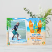 フォトサーフィン誕生日の招待サーフボード招待状 招待状 (スタンド正面)
