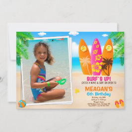 フォトサーフィン誕生日の招待Surfs upパーティー 招待状