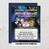 フォトシアタームービーマーキー誕生日パーティー 招待状 (正面/裏面)