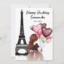 フォトシックエッフェルタワーハートバルーン誕生日 カード
