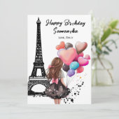 フォトシックエッフェルタワーハートバルーン誕生日 カード (スタンド正面)