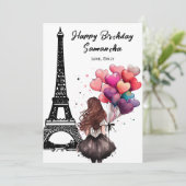 フォトシックエッフェルタワーハートバルーン誕生日 カード (スタンド正面)