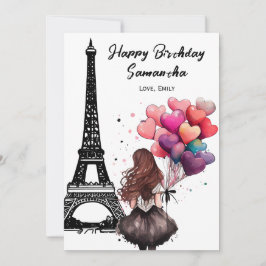 フォトシックエッフェルタワーハートバルーン誕生日 カード