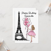 フォトシックエッフェルタワーバルーンパリ誕生日 カード (正面/裏面インサイチュ)