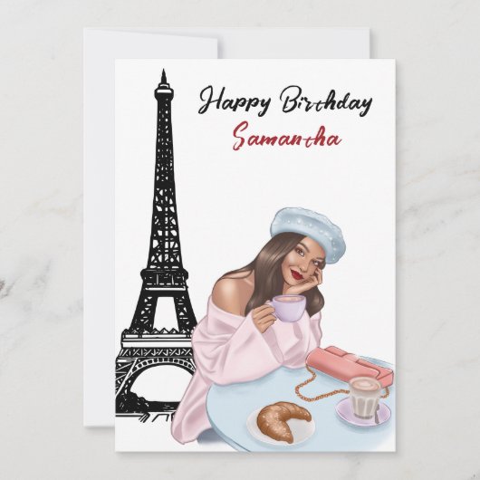 フォトシックエッフェルタワーバルーンパリ誕生日 カード (正面)