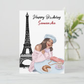 フォトシックエッフェルタワーバルーンパリ誕生日 カード (スタンド正面)