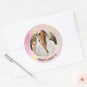 フォトシックガーリーなピンクグリッターマーブルスウィート16 ラウンドシール (封筒)