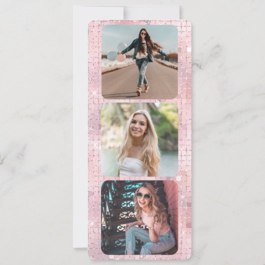 フォトシックトレンディーグラムピンクアイスコーヒー誕生日 招待状 (裏面)