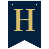 フォトシックネイビー金ゴールドハッピーバースデー バンティングフラッグ (第2の旗)