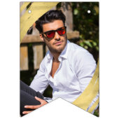 フォトシックネイビー金ゴールドハッピーバースデー バンティングフラッグ (第1の旗)