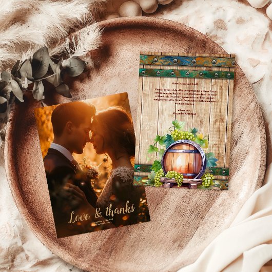 フォトシックモダンウォーターカラーヴィンヤード風景 サンキューカード