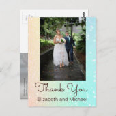 フォトシックモダングリッター結婚の感謝 ポストカード (正面/裏面)