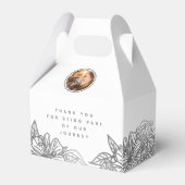 フォトシパーソナライズされたックシルバーグレ結婚ーのフローラ フェイバーボックス (裏面サイド)