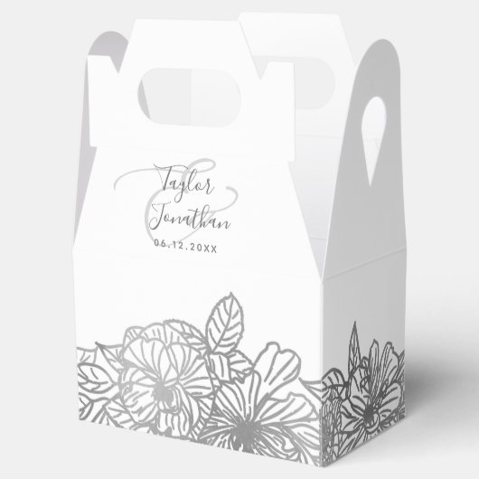 フォトシパーソナライズされたックシルバーグレ結婚ーのフローラ フェイバーボックス (オープン)