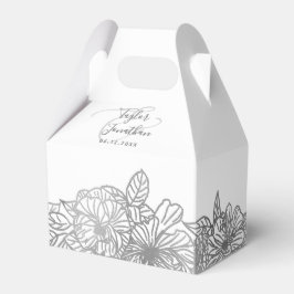 フォトシパーソナライズされたックシルバーグレ結婚ーのフローラ フェイバーボックス