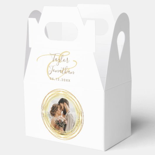 フォトシパーソナライズされたック白金ゴールド結婚ズミニマル フェイバーボックス (オープン)