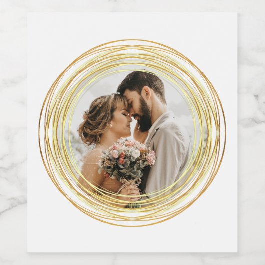 フォトシパーソナライズされたック白金ゴールド結婚ズミニマル ワインラベル (シングルラベル)