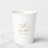 フォトシパーソナライズされたック白金ゴールド結婚ズミニマル 紙コップ (裏面)