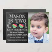 フォトシャルボカッコいいード2歳誕生日 招待状 (正面/裏面)