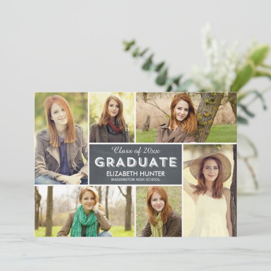 フォトショーケース卒業招待状 – チョーク 招待状 (スタンド正面)