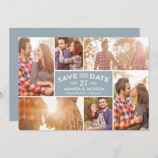 フォトショーケース編集可能カラー日付カードの保存 サンキューカード (正面/裏面)