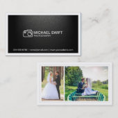 フォトショーケーミニマルスシンプルマットブラック 名刺 (正面/裏面)