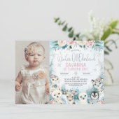 フォトシルバーアークティックウィンターオネダーランド誕生日 招待状 (スタンド正面)