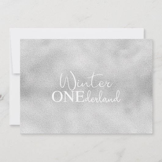 フォトシルバーアークティックウィンターオネダーランド誕生日 招待状 (裏面)