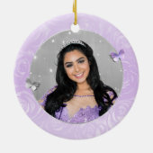 フォトシルバーエレガントとライトパープルキンセアニェラ セラミックオーナメント (裏面)