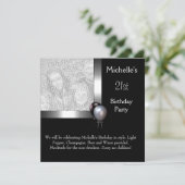 フォトシルバーエレガントブラックバルーン21歳の誕生日 招待状 (スタンド正面)