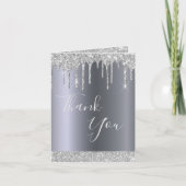 フォトシルバーグリッタードリップスバースデイトサンキュー サンキューカード (正面)