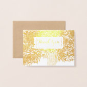 フォトシルバーフォイル結婚のイニシャルツリーありがとう 箔カード (封筒付き正面)