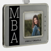 フォトシルバーブラックMBA卒業 シルバープレートフレームオーナメント (右)