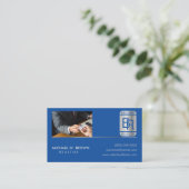 フォトシルバーブルーのネイビー実在エステートラグジュアリーを追加 名刺 (スタンド正面)