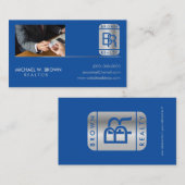 フォトシルバーブルーのネイビー実在エステートラグジュアリーを追加 名刺 (正面/裏面)