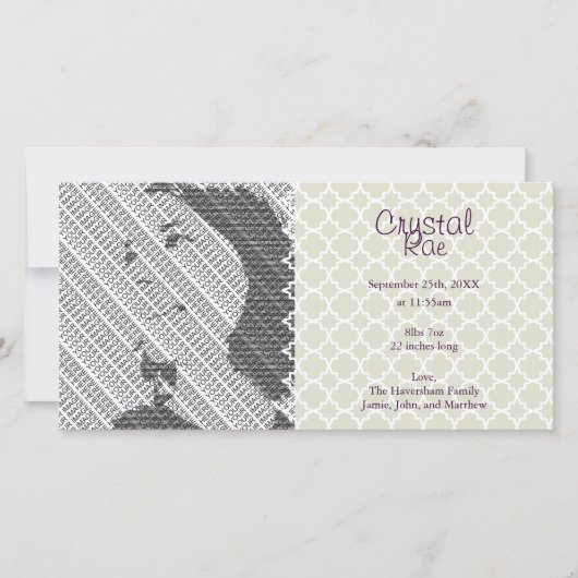 フォトシルバーベビー誕生発表写真カード 案内状 (正面)