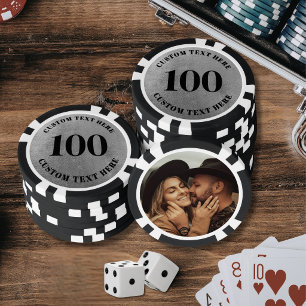 フォトシルバー100 番号付き ポーカーチップ