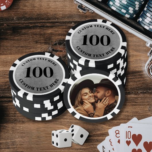 フォトシルバー100 番号付き ポーカーチップ