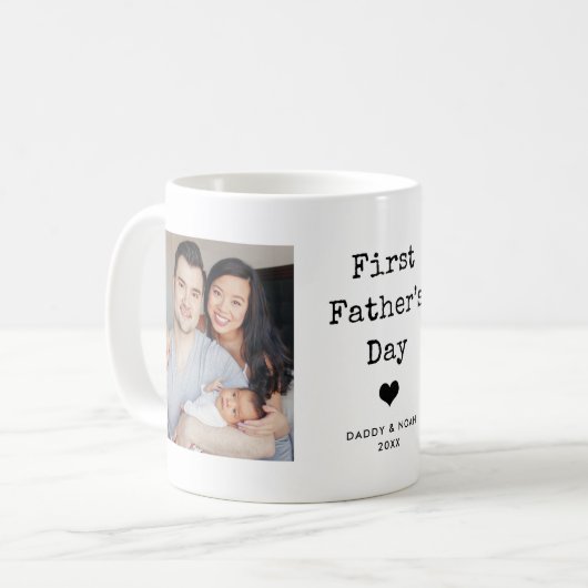 フォトシンプルタイプライター文字 | First Father's Day コーヒーマグカップ (正面左)