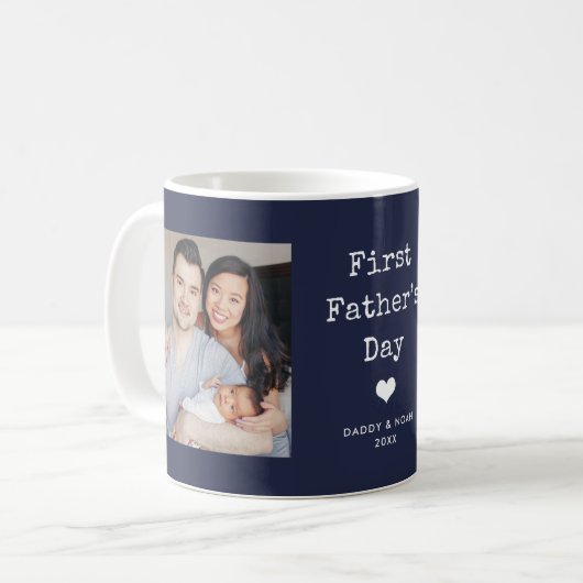 フォトシンプルタイプライター文字 | First Father's Day コーヒーマグカップ (正面左)